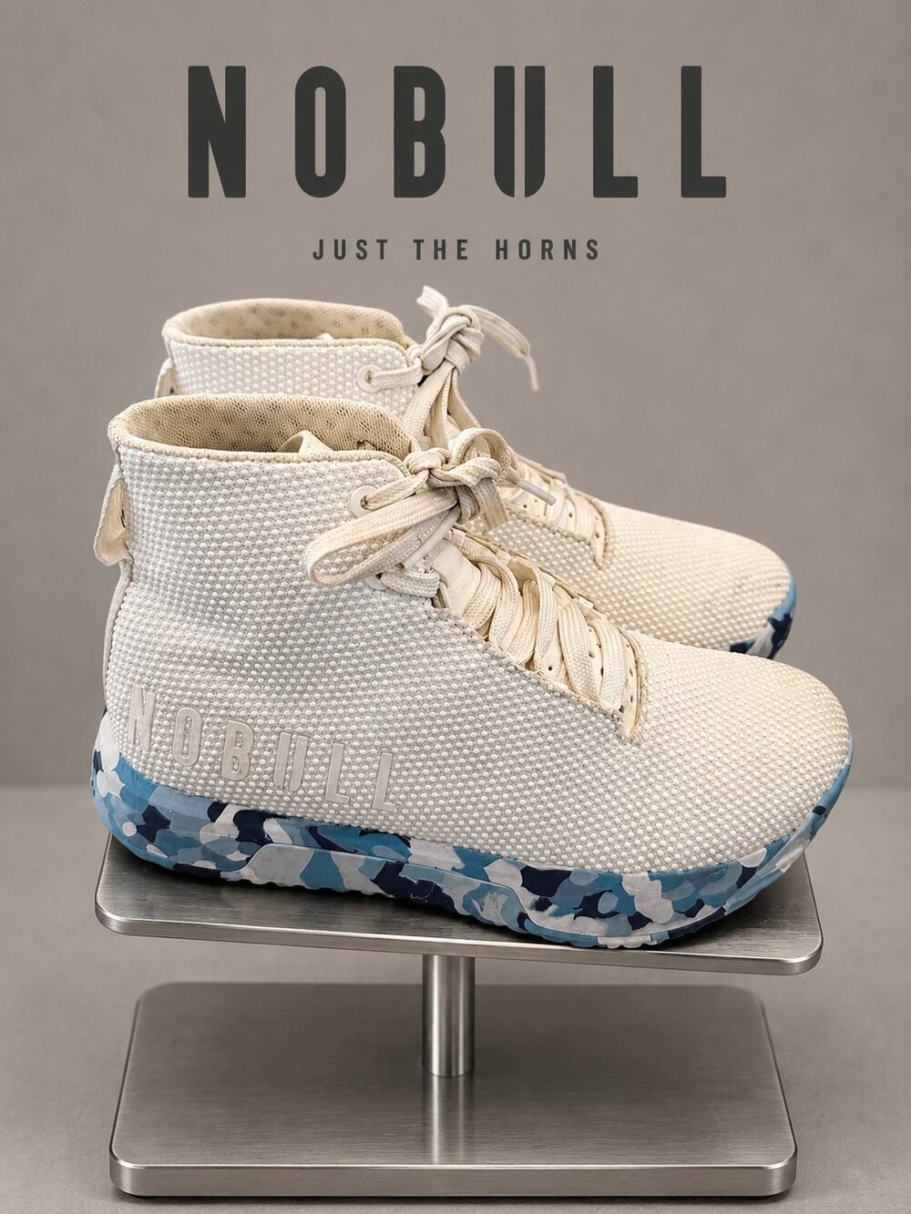 NOBULL Wild High-Top Trainer White Blue Camo Women’s 6 Men’s 4.5